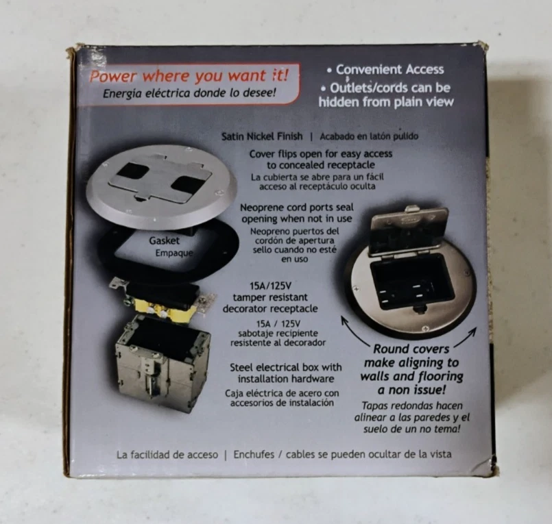 Kit de caja de piso Hubbell Raco 6239NI de una sola banda con dispositivo dúplex empotrado 15A TR Foto 4 de 4