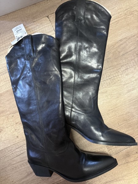 New ZARA black cowboy boots size EUR 41 100 % real leather
