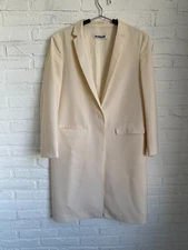 Jil Sander long wool blazer cream white women's size 36