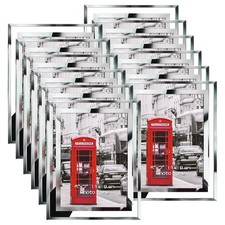 5x7 Glass Picture Frames Set of 12, Multi Mirror Edge Bulk Photo Frame Set fo...