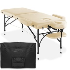 OPEN BOX - Portable Massage Table - Tilt Backrest, Aluminum Legs, Case - Cream