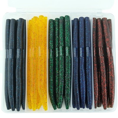 Wacky Worm Bass Lures Kit: 40PCS 5'' Senko Worms with Storage Box | Slow-Sink ...