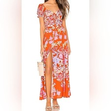 Spell & The Gypsy Floral Maxi Dress with Puff Sleeves Size XS Chic Feminine Boho