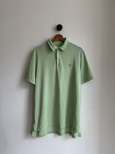 Polo Ralph Lauren Performance Gr&ouml;e L Gr&uuml;n Wei&szlig; Gestreift Golf Sport Polyester