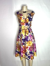 ADRIANNA PAPELL PURPLE FLORAL FIT & FLARE SLEEVELESS DRESS SZ 8