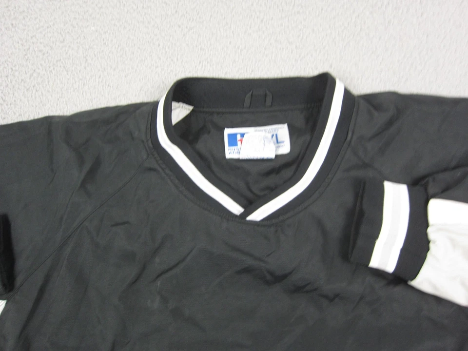 Chaqueta cortavientos vintage Russell para hombre 2XL XXL negra cuello en V resistente al agua años 90 Foto 2 de 4