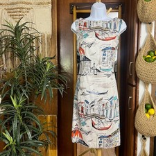 Chetta B Venice Print Sheath Dress 10 | Italy Scenic City Graphic Travel Chic