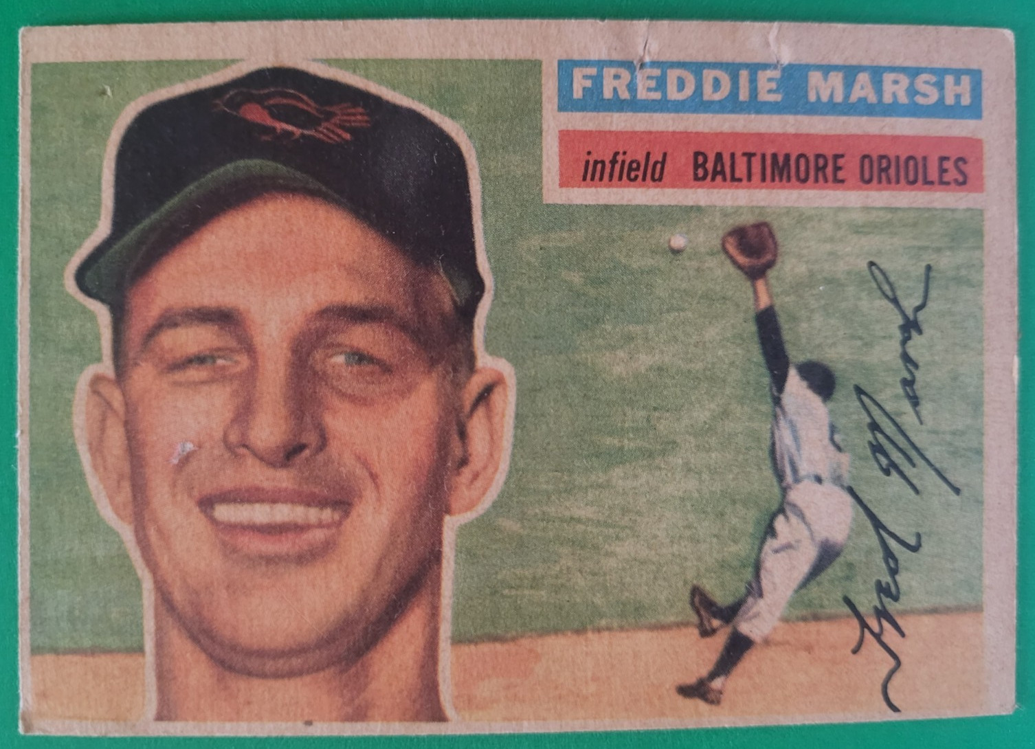 1956 Topps Fred Marsh #23 White Back Baltimore Orioles GD-VG Bron Vintage Sports view 1
