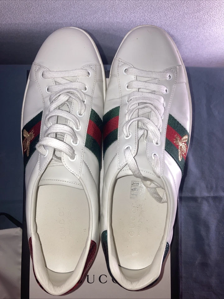 Gucci Ace Zapatillas bajas de cuero blancas para hombre Bumble Bee Web. Talla US 11 Foto 3 de 4