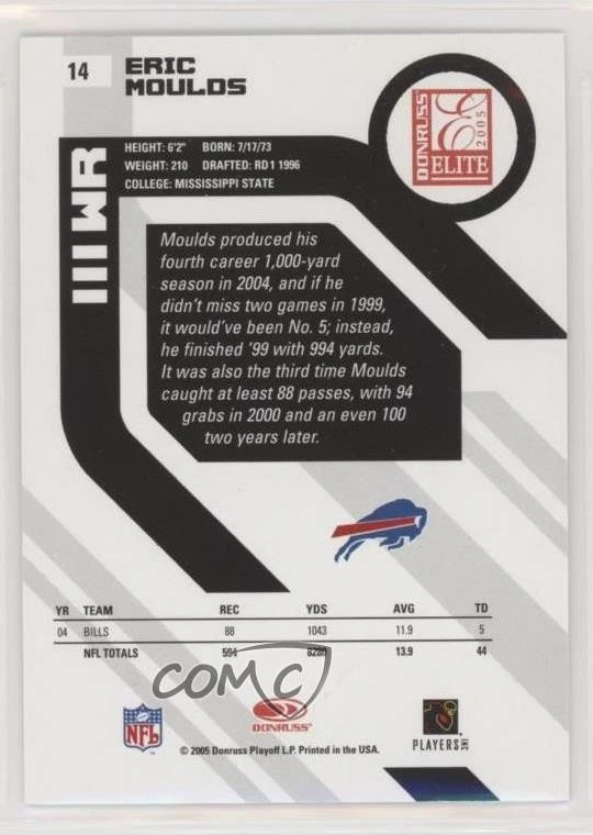 2005 Donruss Elite Eric Moulds #14 0kr - Image 2 of 3