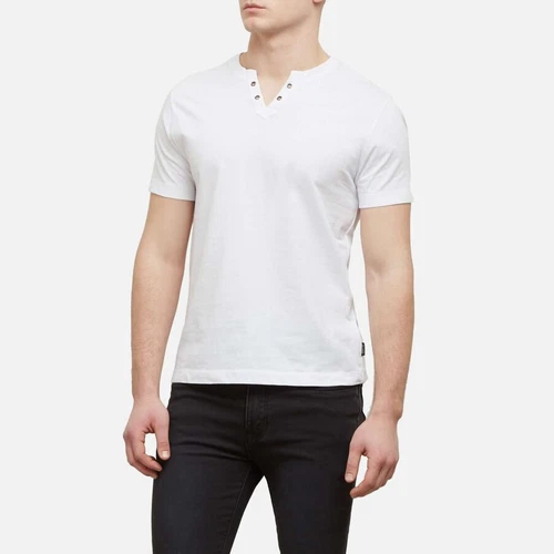 Kenneth Cole Men's Eyelet Henley T-Shirt White Size Small - Picture 1 of 4