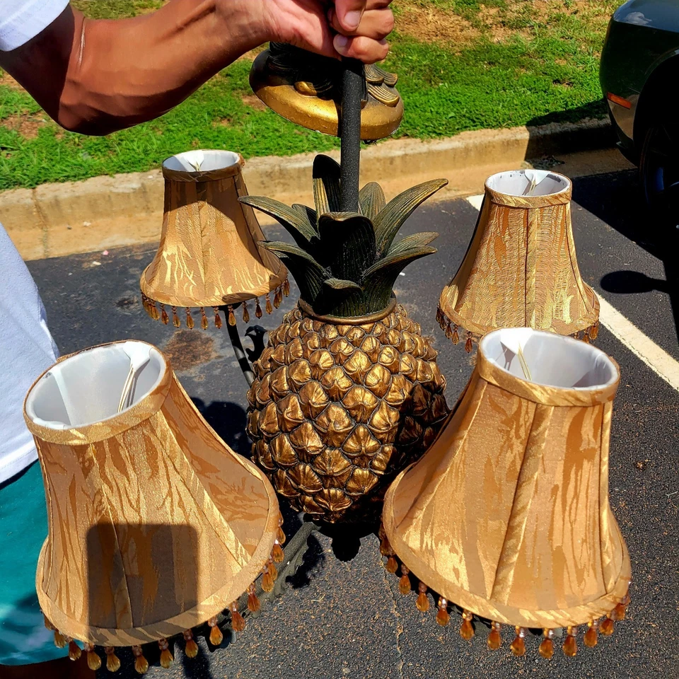 Preciosa araña de piña dorada vintage Regency con tonos ✨️ Foto 2 de 4