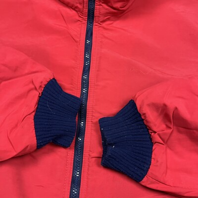 Vintage 80s 90s Eddie Bauer Fleece Lined Full Zip Jacket Red Mens