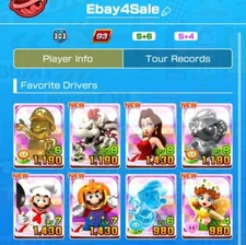 Mario Kart Tour Profile Lvl 93 Lvl 303, 200 Drivers, 216 Karts, 154 Gliders