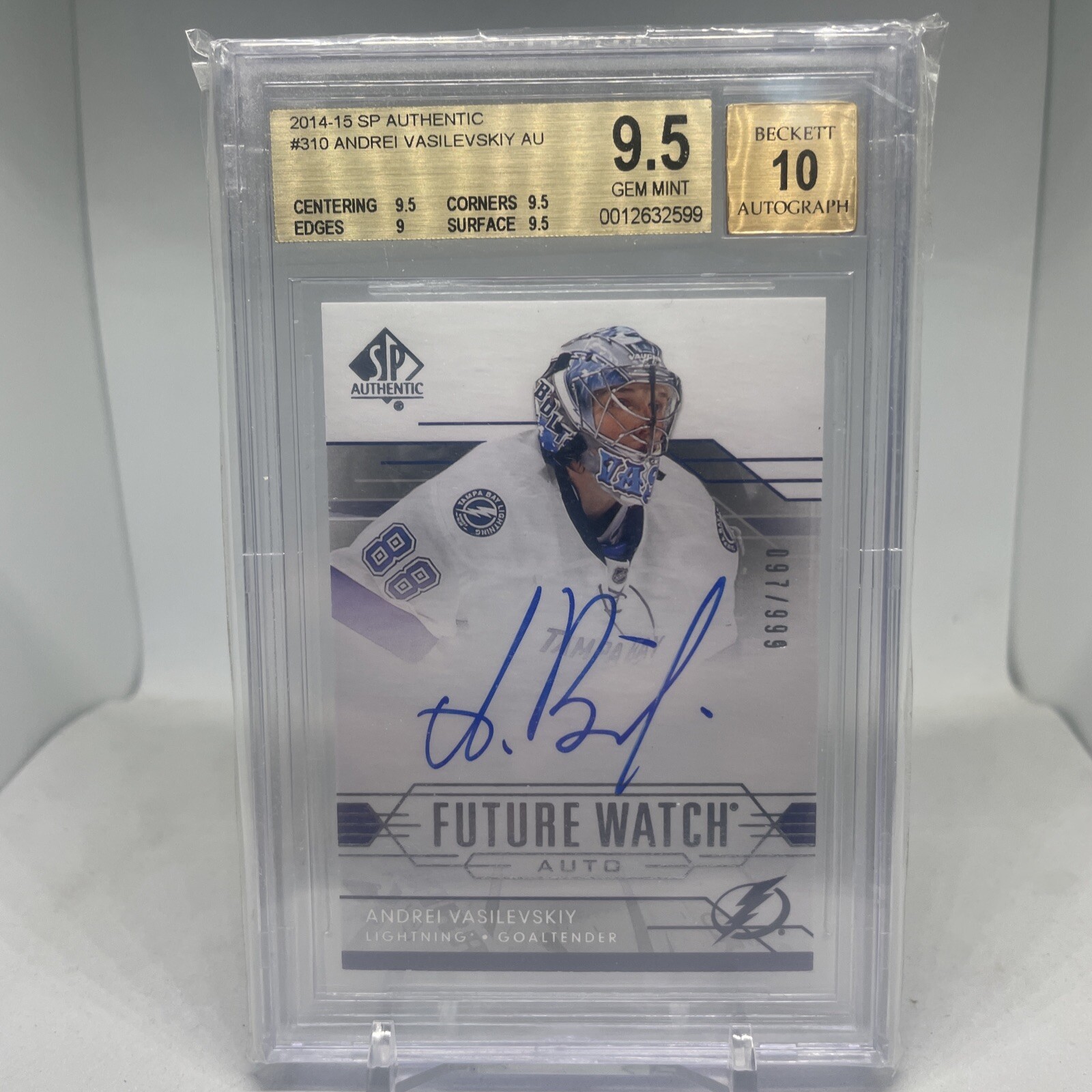 2014 SP Authentic Andrei Vasilevskiy Future Watch Auto /999 BGS 9.5
