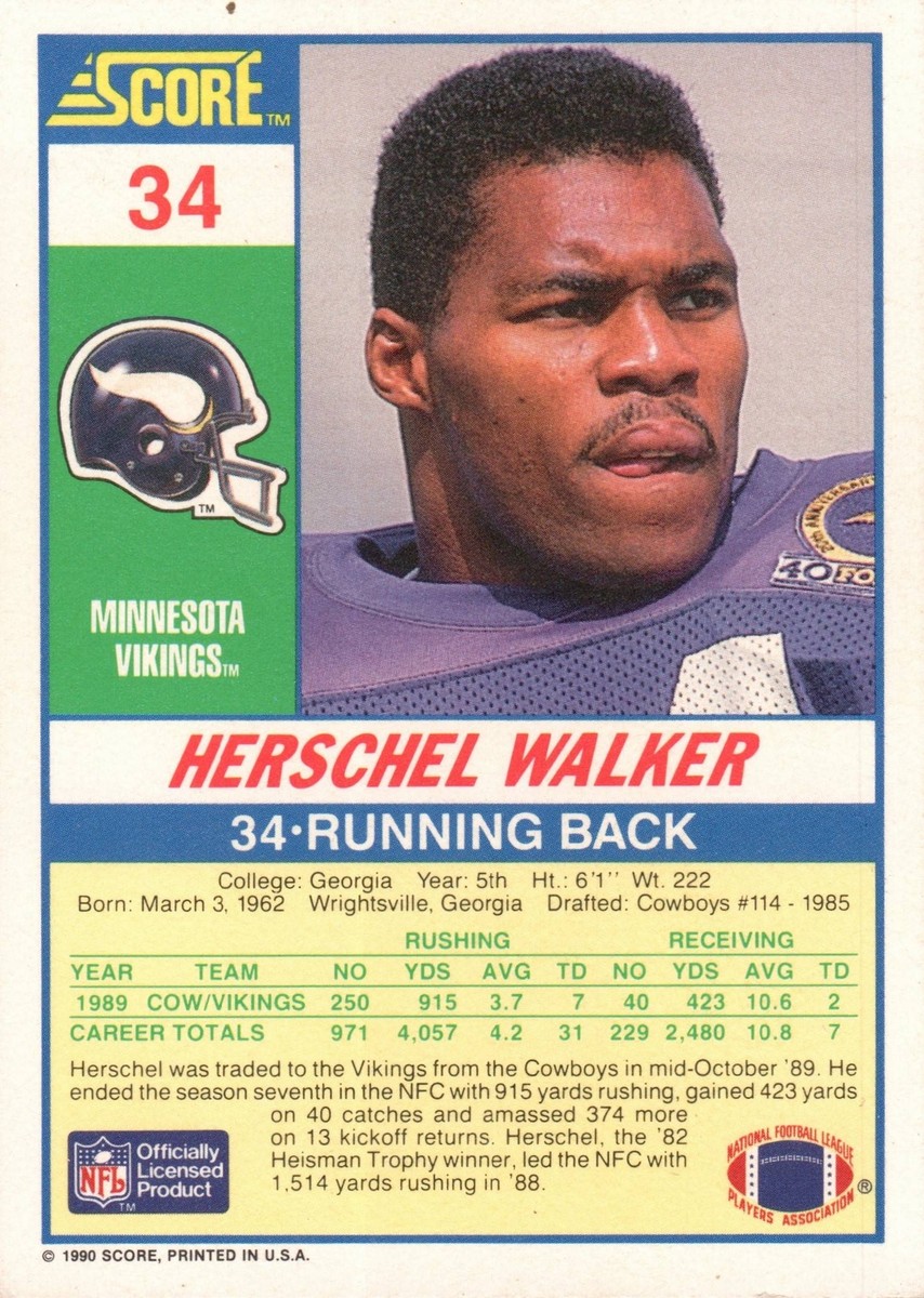 スコアドロー　イングランド　1990 ホーム&アウェイ　2枚セット 1990 Score 100 Hottest #76 Herschel Walker | eBay
