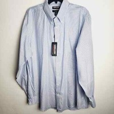 Kirkland Signature Men's Traditional Fit Dress Shirt Blue Stripe 17 x 34/35