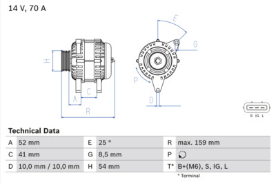 Bosch 0 986 040 471 Alternator for Toyota