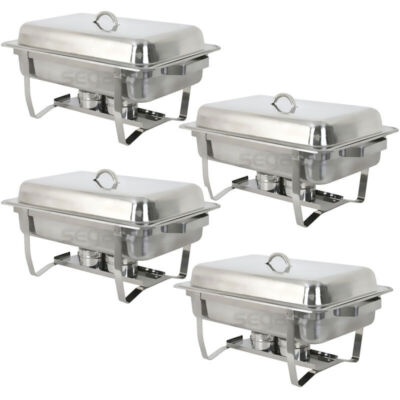 Stainless Steel Chafing Dish 8 Quart Buffet Rectangular Chafer Catering 4 Pack