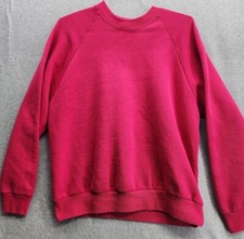 Vintage 90s Fruit of the Loom Blank Pink Essential Sweatshirt Made In USA Sz L