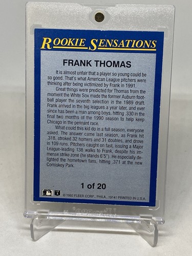 1992 Rookie Sensations Frank Thomas ( DEAD CENTERED) BACK & FRONT HOF - Picture 7 of 11