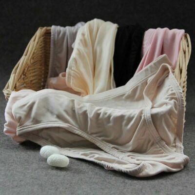 Damen 100% Echte Seide Gestrickt Unterhose Höschen Unterwäsche Weich DE