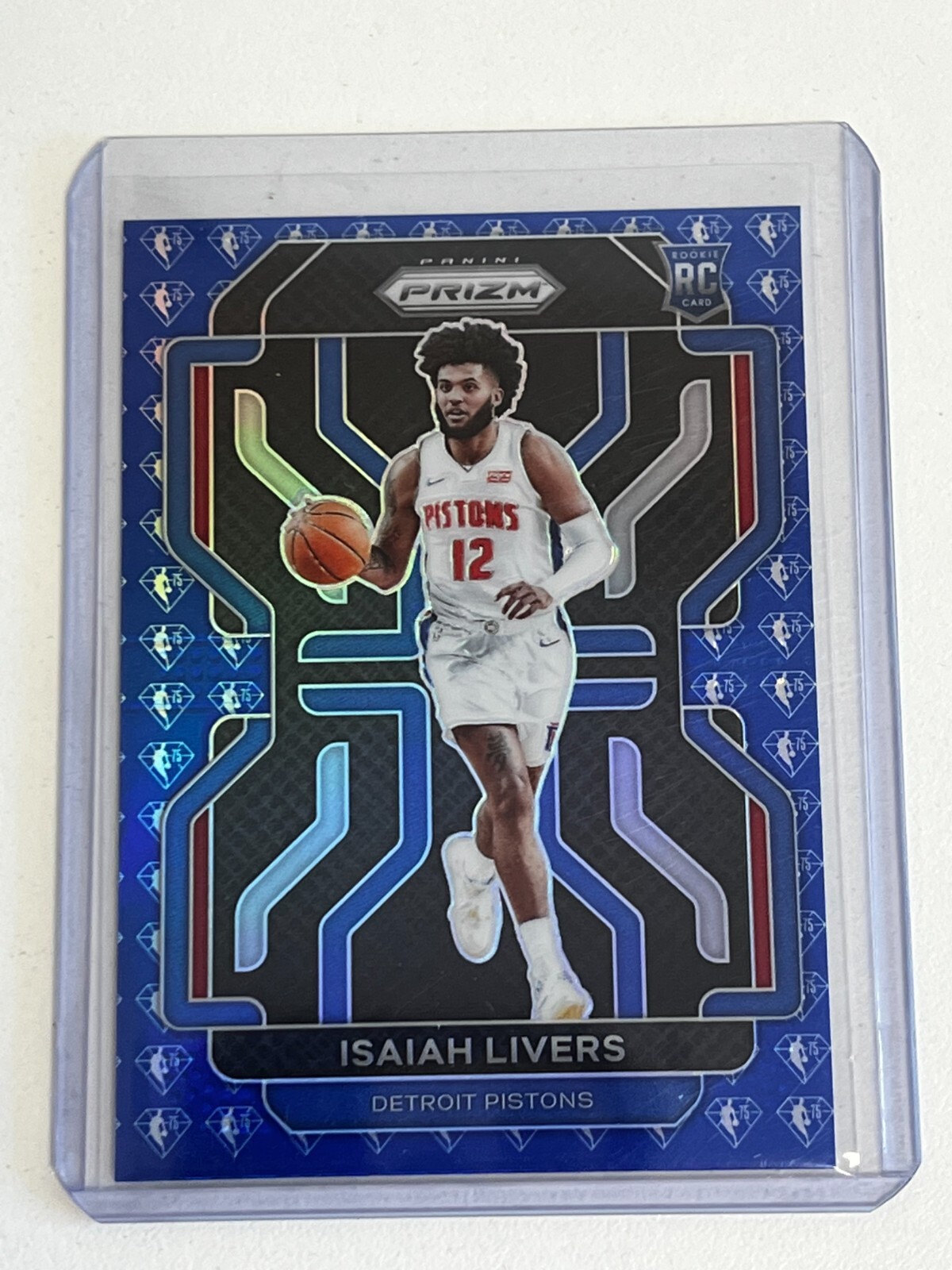 2021-22 Prizm - Isaiah Livers Rookie 75th Anniversary Blue Diamond RC #296