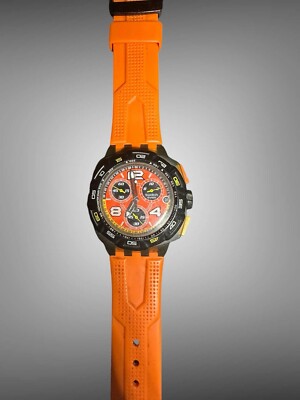 SWATCH Sun Down Chronograph Black Orange Quartz Watch SUIM400 New