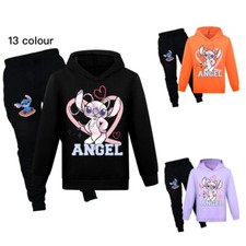  Kids Lilo Stitch Angel T-shirts Hoodie Pants Tracksuit Sportswear Set Pajamas