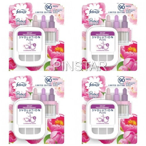 PEONY & CEDAR  Ambi Pur/ Febreze - 3Volution - STARTER SET PLUG IN X 4