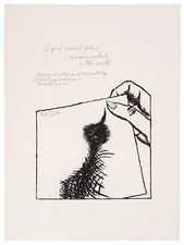 Raymond Pettibon, hand coloured etching with aquatint. Signed, Numbered.