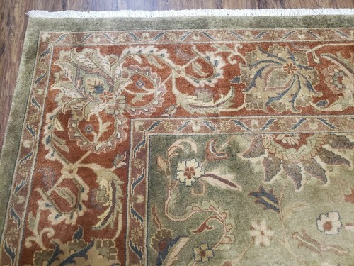 Vintage Indo Mahal Area Rug 9x12 Wool Handmade Laurel Green Floral Indian Carpet - Picture 6 of 12