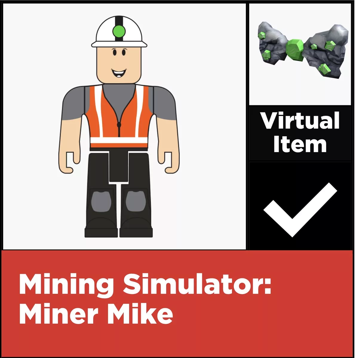 Roblox Series 6 Mining Simulator Miner Mike Unused Code Figure NEW