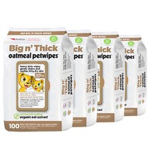 Petkin Pet Wipes - Big 'n Thick Extra Large Oatmeal Pet Wipes 4pk