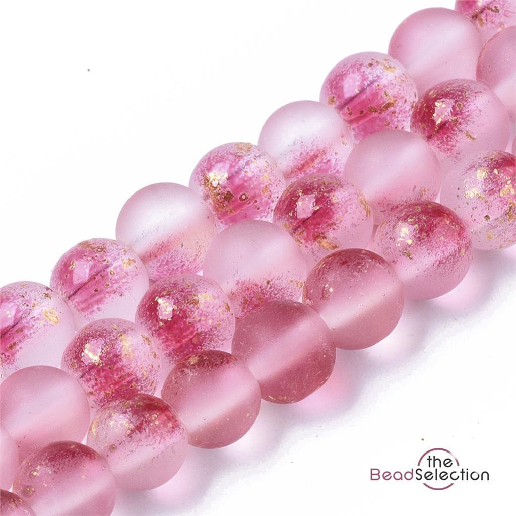 Frosted Glitter Round Glass Beads 4mm 6mm 8mm Jewellery Making 8 Colour