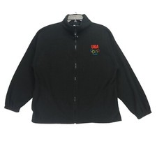 London Olympics Fleece Jacket Mens L Black Full Zip Mock Neck Made In USA Team