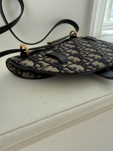 Authentifizierte Christian Dior schräge blaue Monogramm Sattel Schulter Crossbody Tasche - Bild 10 von 13