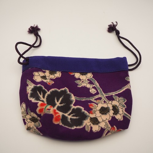 Compact Drawstring Bag Handmade from Japanese Kimono Fabric Daily Carry - Picture 45 of 95