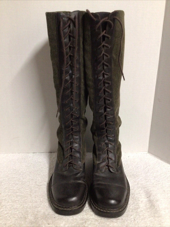 Botas de montar Ralph Lauren Regina con cordones cuero lana verde WG3752B talla 6,5 B Foto 2 de 4