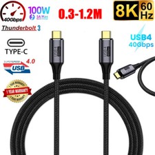 Thunderbolt 3 40Gbps USB4 Type-C Cable 8K Display Video PD 100W Fast Charging