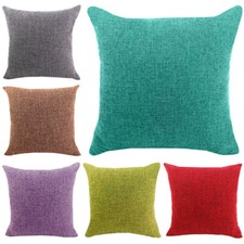 Cushion Cover Simple Solid Color Linen Cotton Pillow Case Home Sofa Car D cor