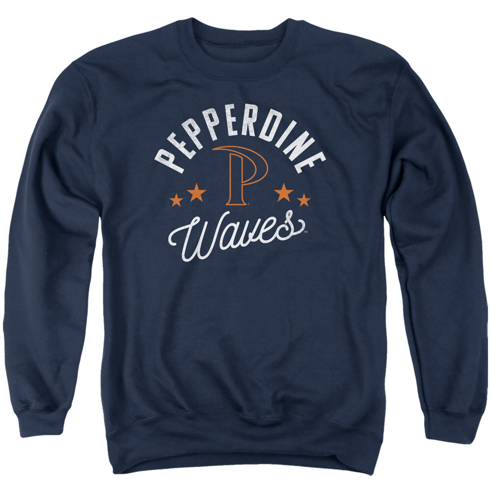 Pepperdine University Adult Crewneck Sweatshirt Waves, Navy, S-3XL