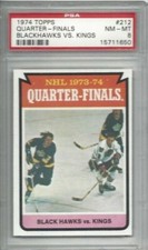 1974 Topps hockey card #212 Chicago Blackhawks Los Angeles Kings graded PSA 8