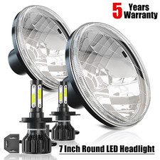 For 1969-1974 Ford E200 Econoline Pair 7inch Round Led Headlight Halo Hi Lo Beam