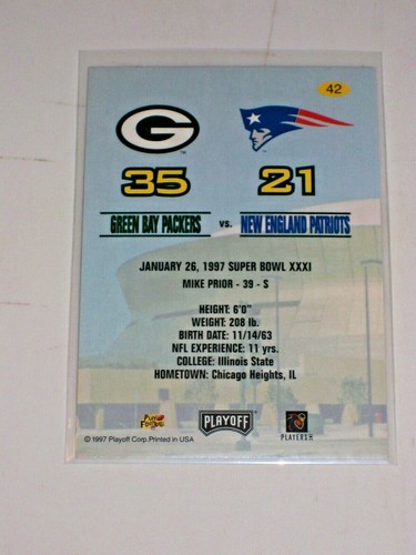 Playoff Green Bay Packers Super Sunday XXXI 42 1997 Mike Prior - Imagen 2 de 2