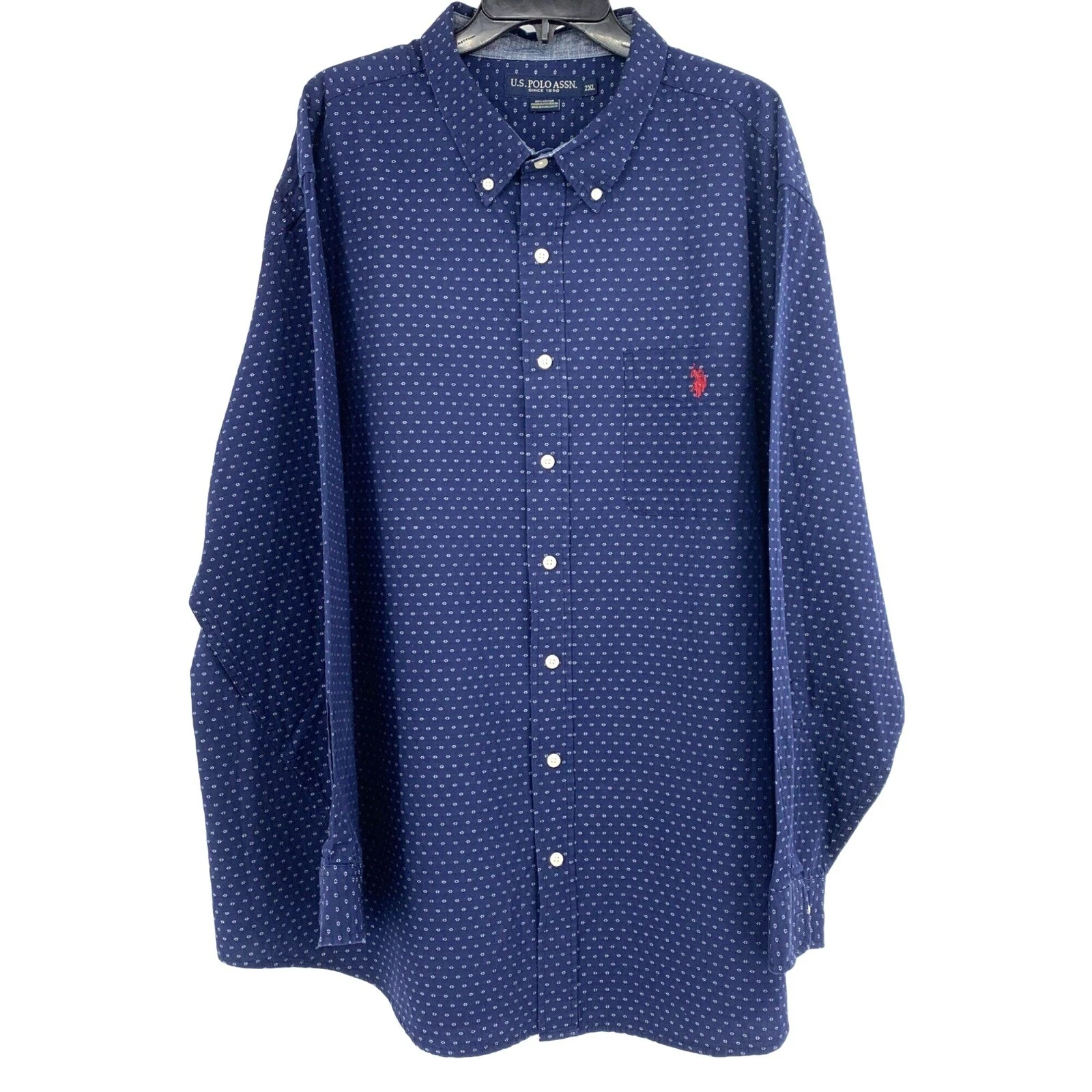 Mens US Polo Association Button Shirt Size 2XL Cotton Classic 2453 Navy Blue
