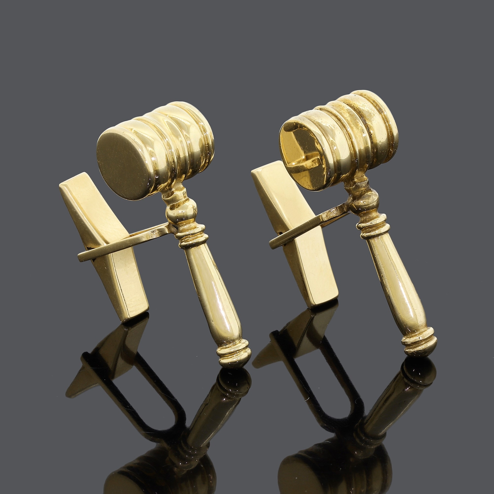 Vtg 14k Yellow Gold Large Quality Gavel Cufflinks… - image 1