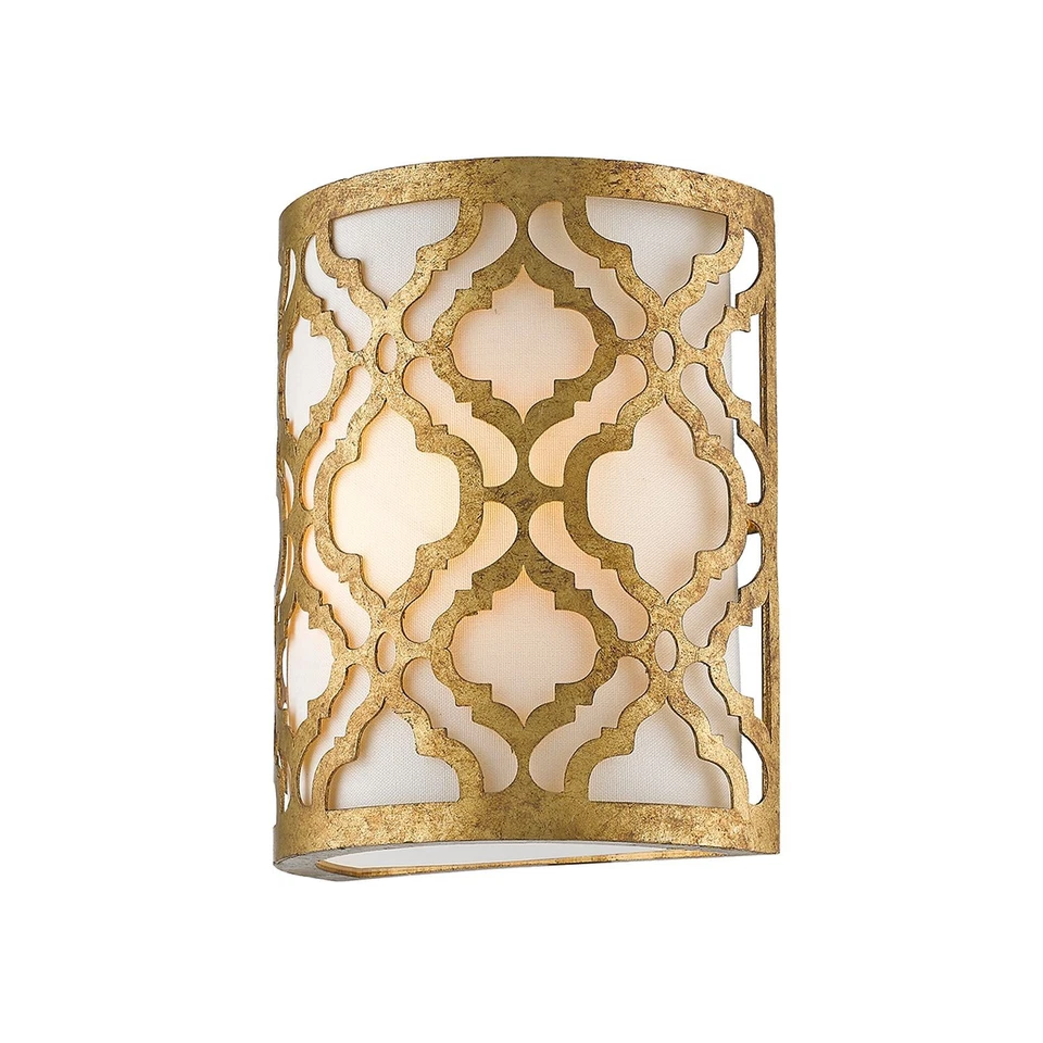 Arabesque Wandlampe Blattgold Leinen blendarm ALADYN Wandleuchte Wohnzimmer - Bild 1 von 1