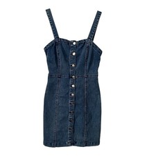 Aeropostale Womens Medium Wash Denim Button Down Mini Dress Blue Size Small