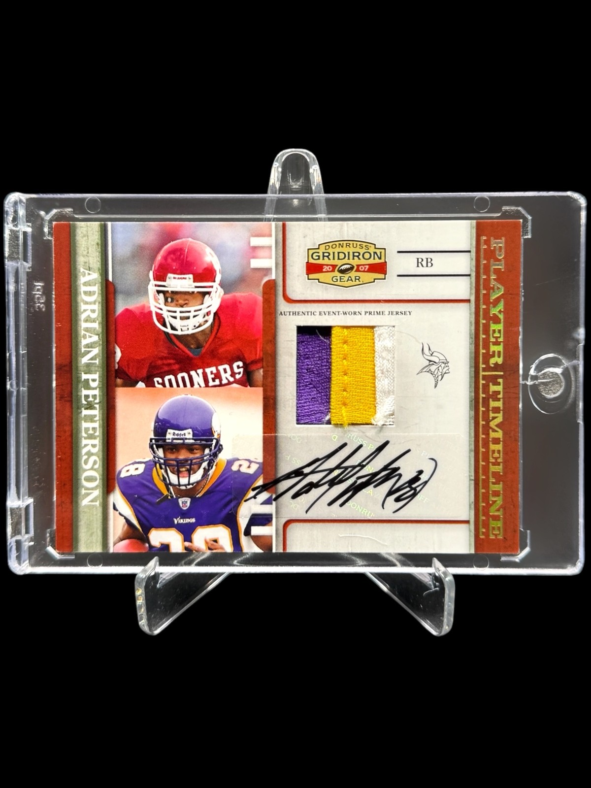 Adrian Peterson Donruss Gridiron Gear Player Timeline Jersey #PT15 Combo Signature